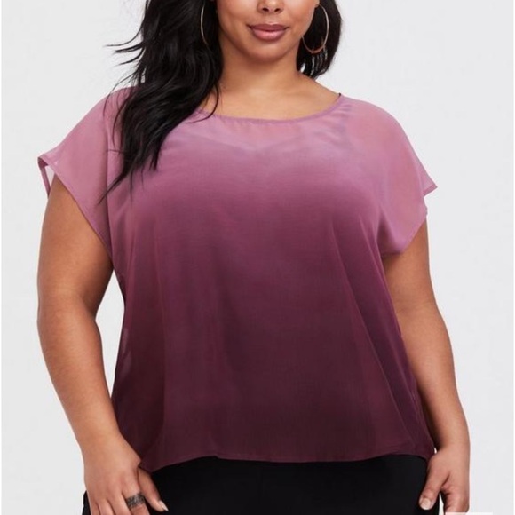 Torrid Burgundy Chiffon Dolman Sleeve Blouse - Picture 1 of 5